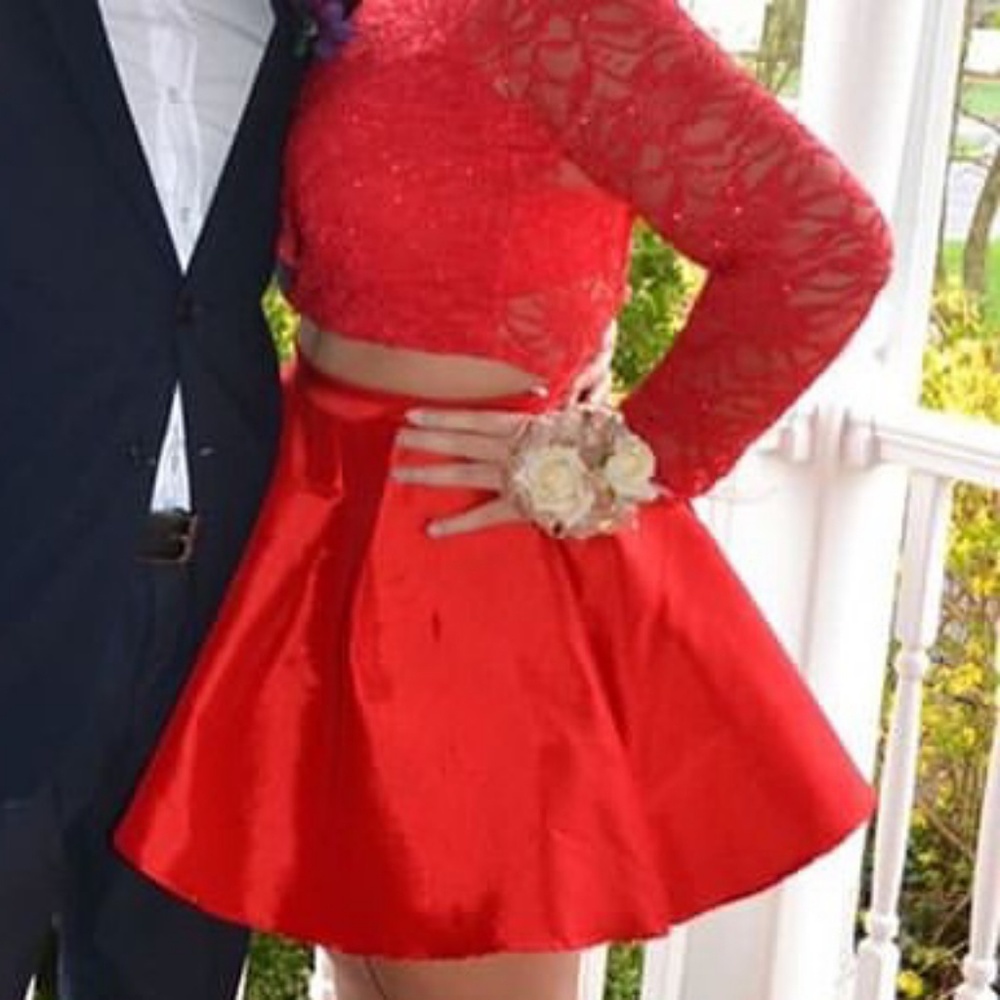 Red Two Piece Prom Dress